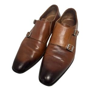 DONALD PLINER Italy Brown Dress Shoes Men's‎ Size 8 M CLEAN Buckles Flap Colored